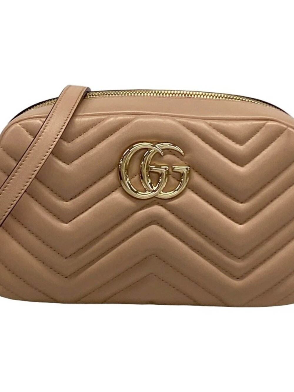 GUCCI GG Marmont Small Camera Bag 855273 Pink Beige Leather - Shoulder Bag